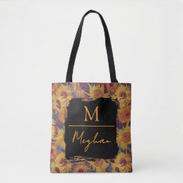 Van Gogh Sunflowers Yellow Violet Monogram  Tasche