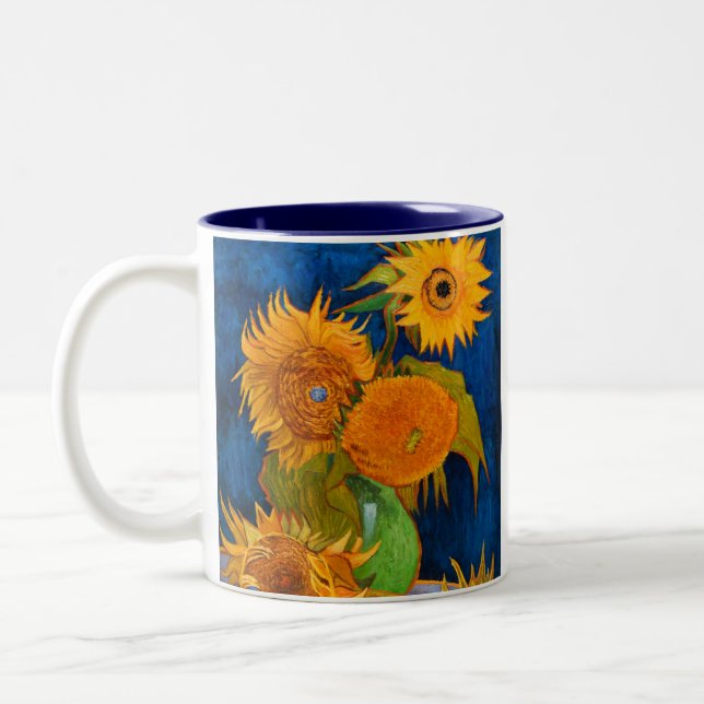 Van Gogh Sunflowers Zweifarbige Tasse (Links)