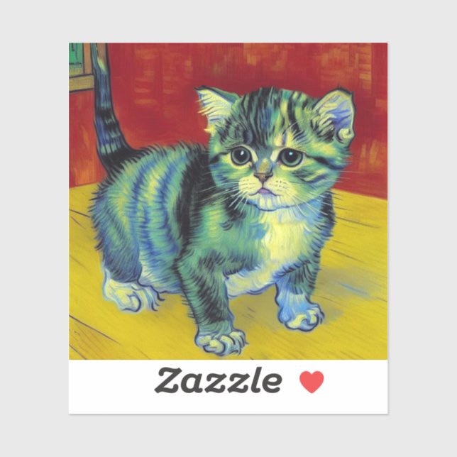 Van Gogh Tabby Cat Aufkleber (Blatt)