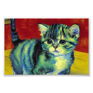 Van Gogh Tabby Cat Fotodruck