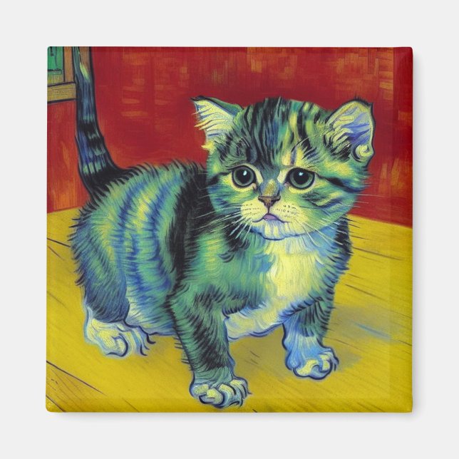 Van Gogh Tabby Cat Magnet (Vorne)
