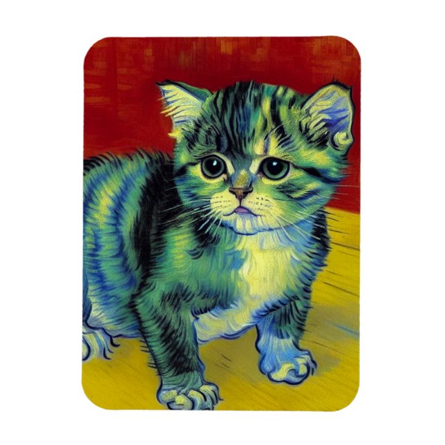 Van Gogh Tabby Cat Magnet (Vertikal)