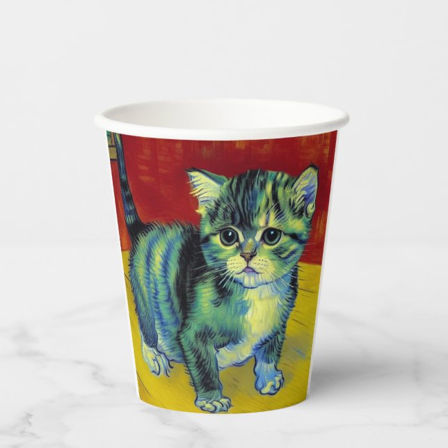 Van Gogh Tabby Cat Pappbecher (Vorderseite)