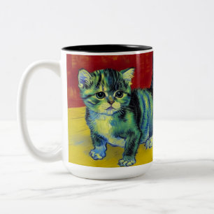 Van Gogh Tabby Cat Zweifarbige Tasse