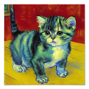 Van Gogh Tabby Katze Fotodruck