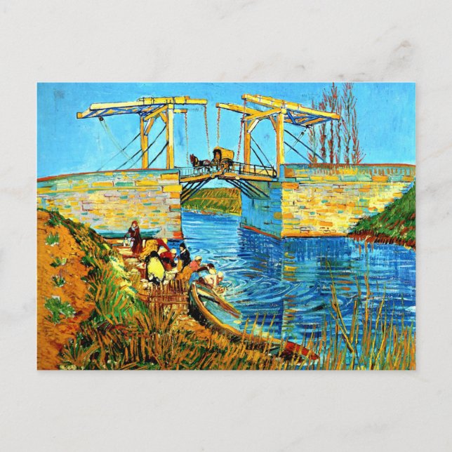 Van Gogh - The Langlois Bridge at Arles with Women Postkarte (Vorderseite)