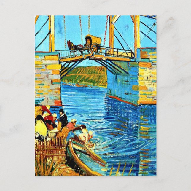 Van Gogh - The Langlois Bridge at Arles with Women Postkarte (Vorderseite)