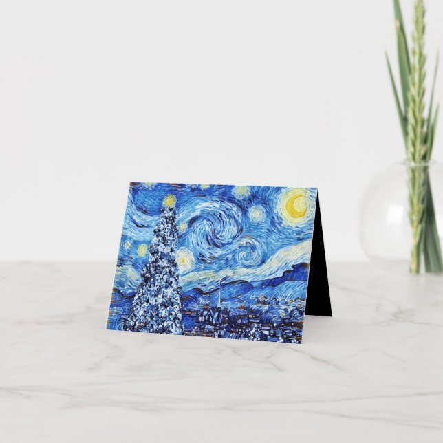 Van Gogh - The Starry Night - White Christmas Card Karte (Vorderseite)