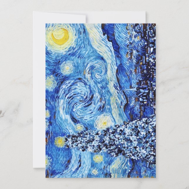 Van Gogh - The Starry Night - White Christmas Dankeskarte (Vorderseite)