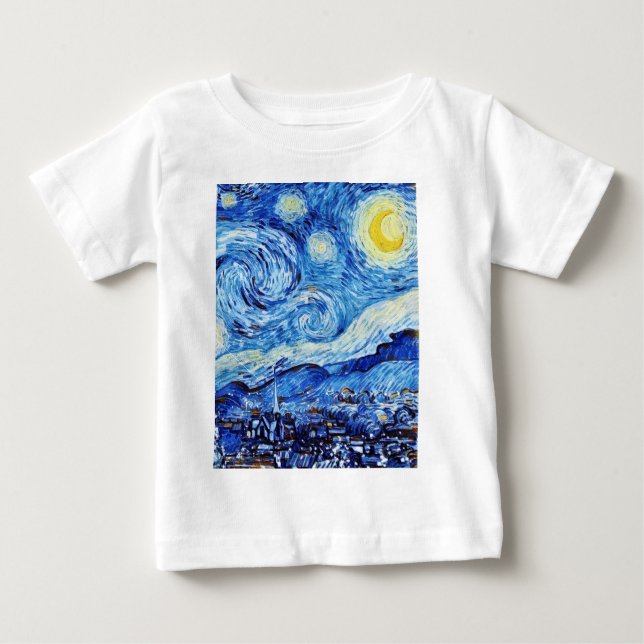 Van Gogh - The Starry Night - White Christmas Post Baby T-shirt (Vorderseite)