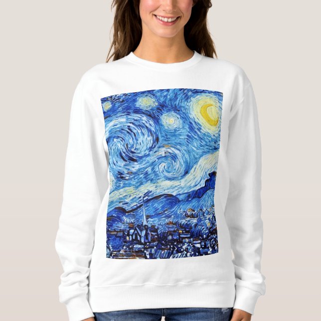 Van Gogh - The Starry Night - White Christmas Post Sweatshirt (Vorderseite)