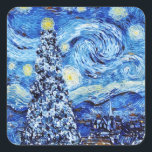Van Gogh - The Starry Night - White Christmas T-Sh Quadratischer Aufkleber<br><div class="desc">Dieses Design zeigt eine Weihnachtsthema Adoption des klassischen Ölgemäldes "The Starry Nigh" von Vincent Van Gogh - dem niederländischen Maler, der weithin als einer der beststen Maler aller Zeiten gilt.</div>