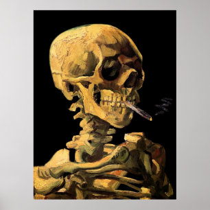 Van Gogh Totenkopf Mit Brennender Zigarette Großes Poster