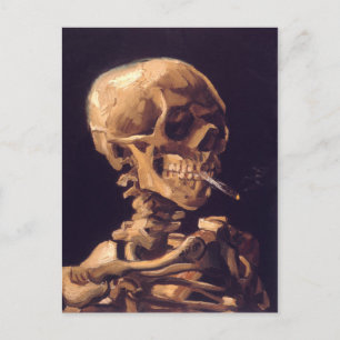 Van Gogh: Totenkopf mit brennender Zigarette Postkarte