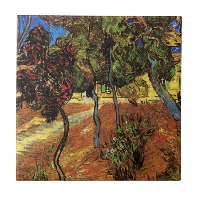 Van Gogh Trees im Garten, Saint Paul Hospital Fliese (Vorderseite)