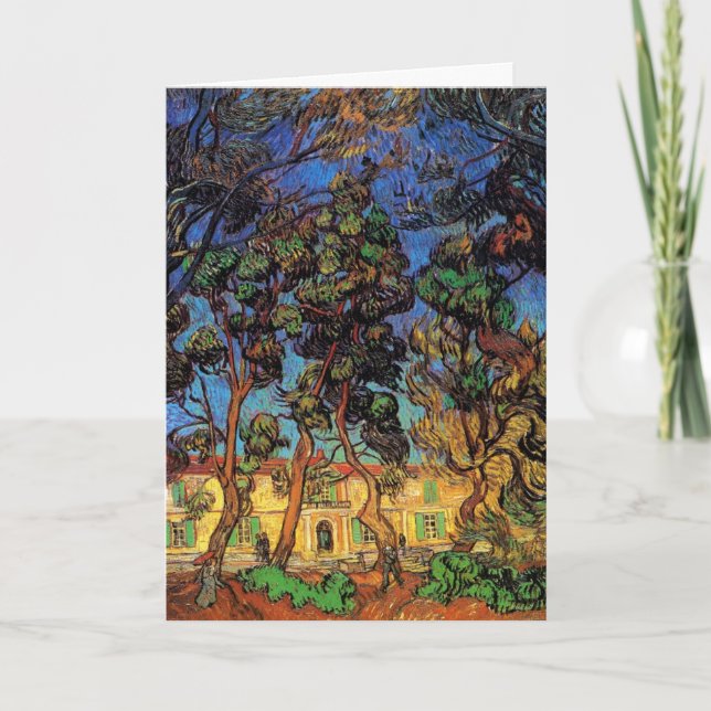 Van Gogh Trees im Garten, Saint Paul Hospital Karte (Vorderseite)