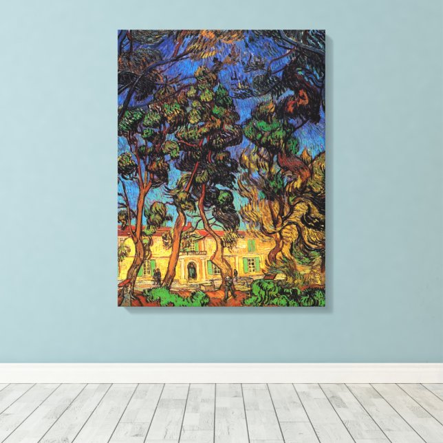 Van Gogh Trees im Garten, Saint Paul Hospital Leinwanddruck (Insitu (Holzboden))