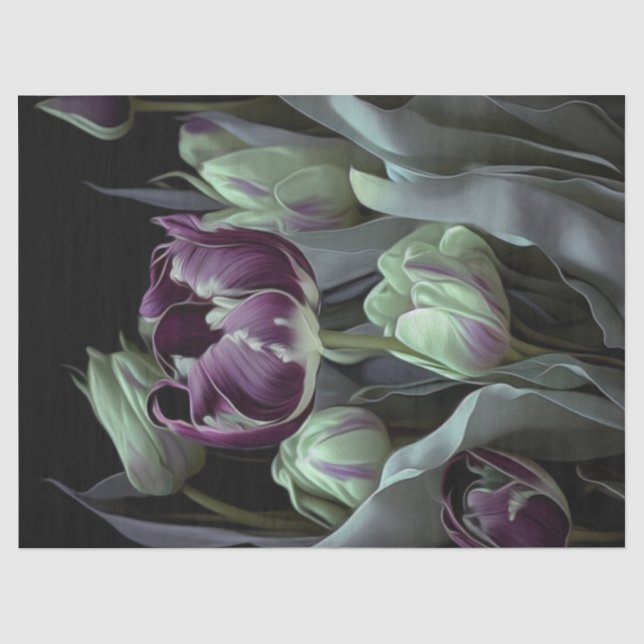 Van Gogh Tulips, Tief lila fantasievoller Garten Seidenpapier (Vorderseite)