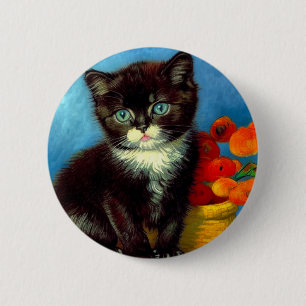 Van Gogh Tuxedo Cat Button