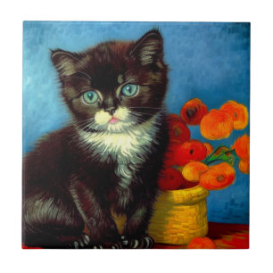 Van Gogh Tuxedo Cat Fliese
