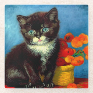 Van Gogh Tuxedo Cat Glasuntersetzer