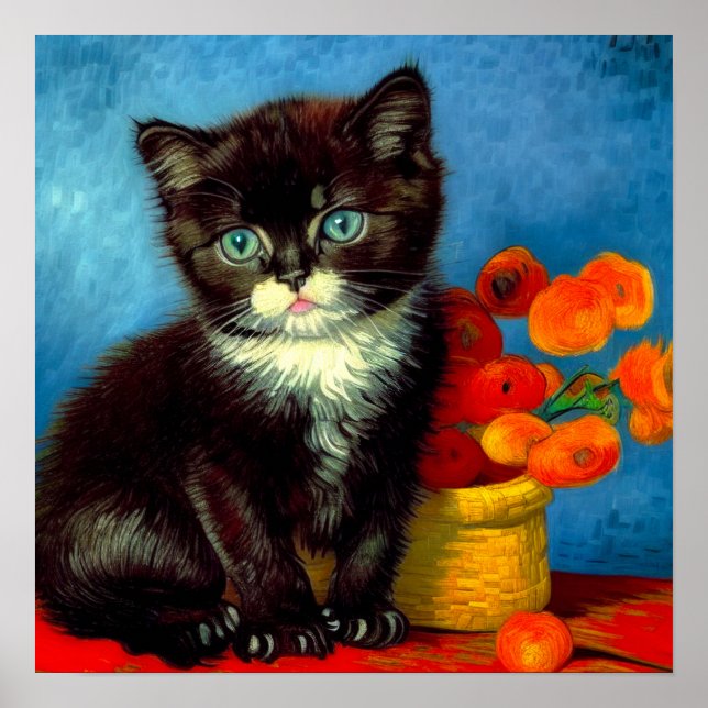 Van Gogh Tuxedo Cat Poster (Vorne)