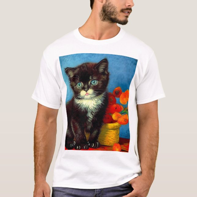 Van Gogh Tuxedo Cat T-Shirt (Vorderseite)
