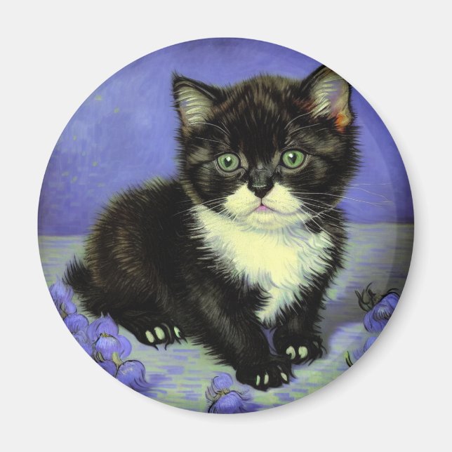 Van Gogh Tuxedo Kitten Magnet (Vorne)