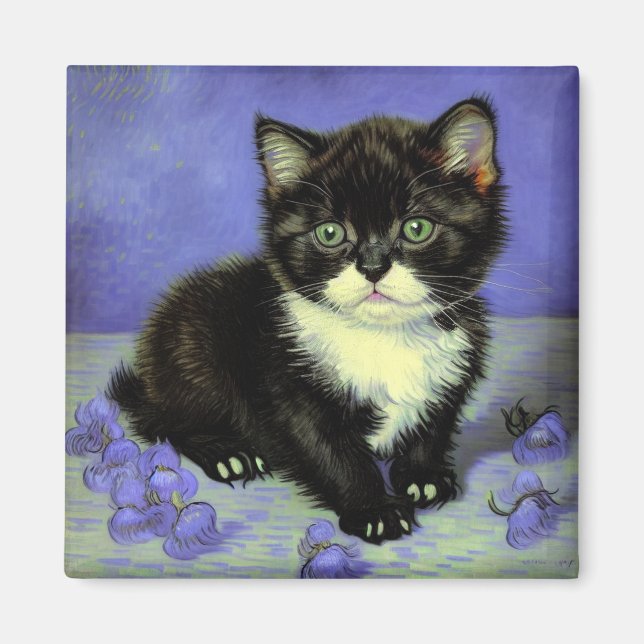 Van Gogh Tuxedo Kitten Magnet (Vorne)