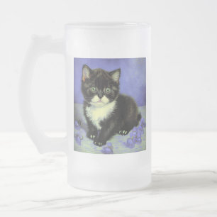 Van Gogh Tuxedo Kitten Mattglas Bierglas