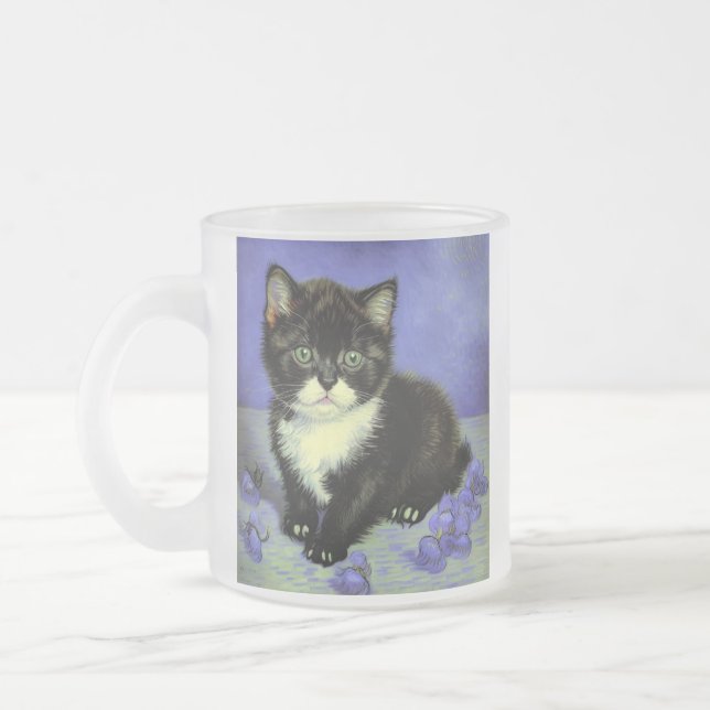 Van Gogh Tuxedo Kitten Mattglastasse (Links)
