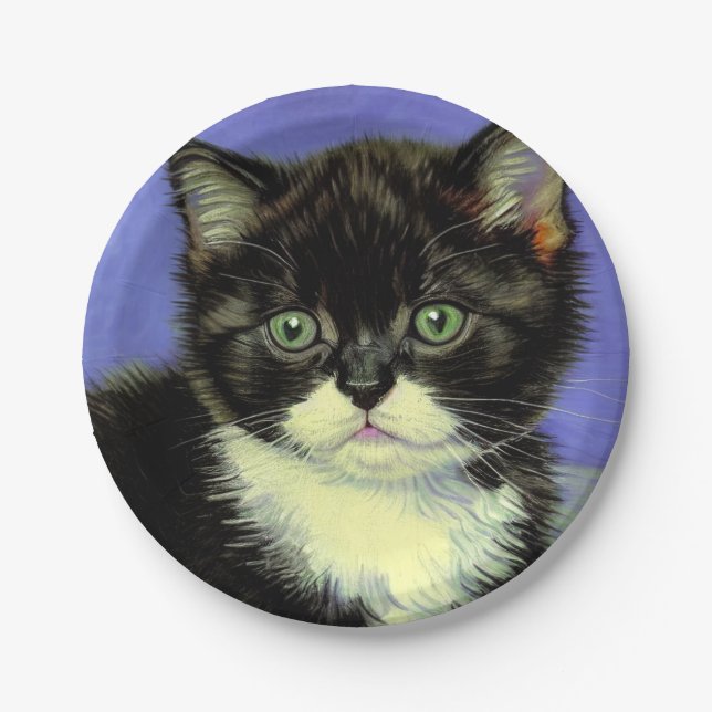 Van Gogh Tuxedo Kitten Pappteller (Vorderseite)
