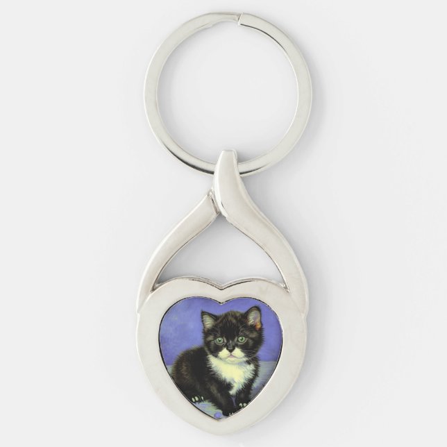 Van Gogh Tuxedo Kitten Schlüsselanhänger (Vorderseite)