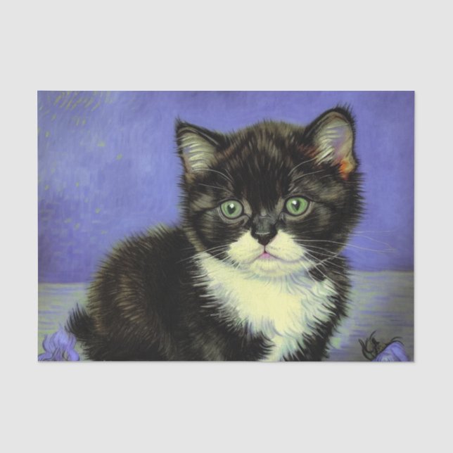 Van Gogh Tuxedo Kitten Seidenpapier (Vorderseite)