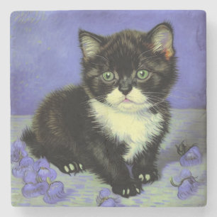 Van Gogh Tuxedo Kitten Steinuntersetzer