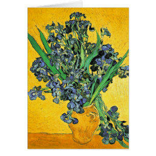 Van Gogh - Vase avec Irises Arrière - plan jaune