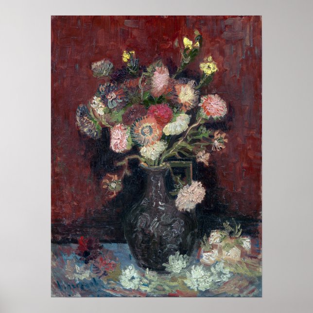 van Gogh Vase mit chinesischen Astern und Gladioli Poster (Vorne)