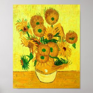 Van Gogh Vase mit fünfzehn Sonnenblumen Poster