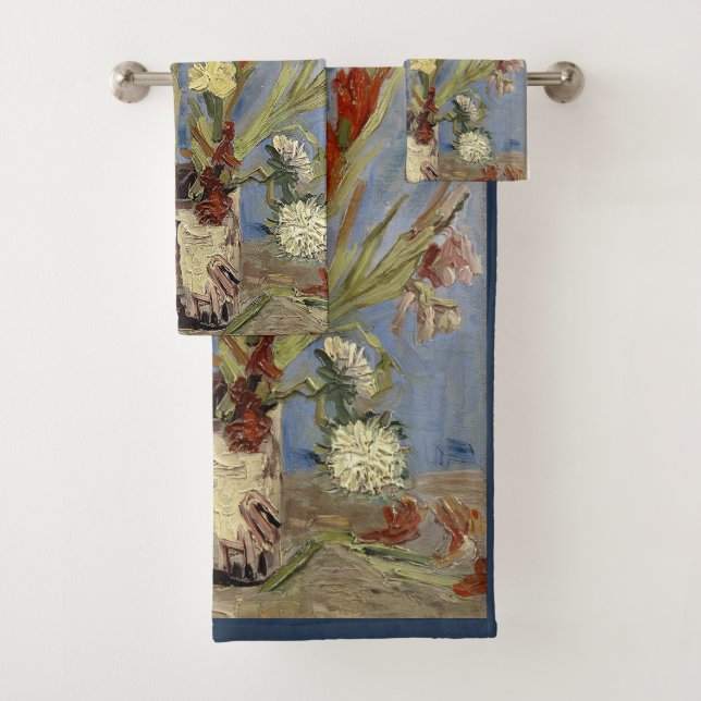 Van Gogh Vase mit Gladioli und chinesischem Asters Badhandtuch Set (Insitu)