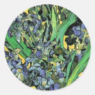 Van Gogh - Vase mit irisch-gelbem Hintergrund Runder Aufkleber
