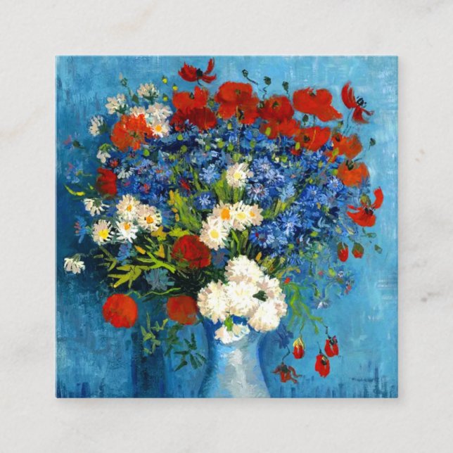 Van Gogh Vase mit Kornblumen und Pflaumen Begleitkarte (Vorderseite)