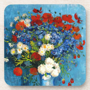 Van Gogh Vase mit Kornblumen und Pflaumen Getränkeuntersetzer