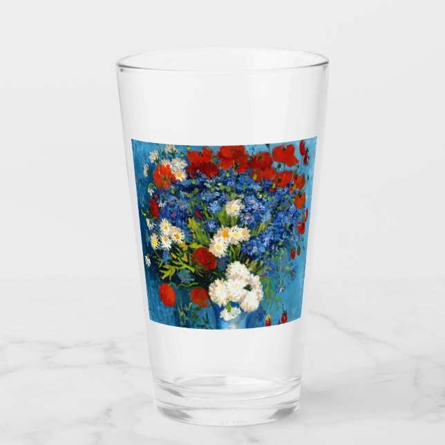 Van Gogh Vase mit Kornblumen und Pflaumen Glas (Vorderseite)