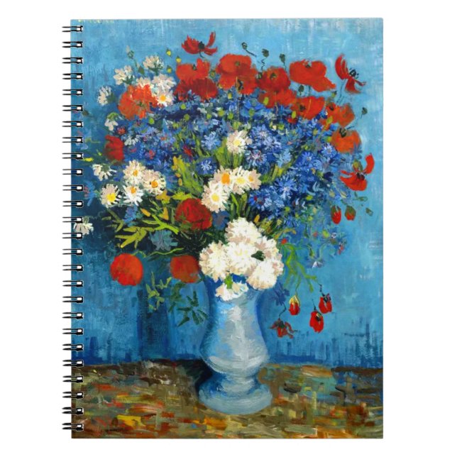 Van Gogh Vase mit Kornblumen und Pflaumen Notizblock (Vorderseite)