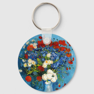 Van Gogh Vase mit Kornblumen und Pflaumen Schlüsselanhänger