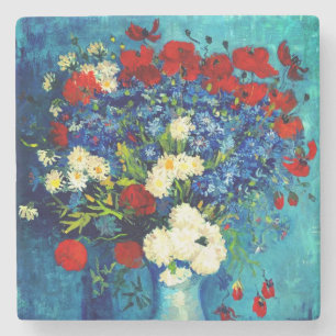 Van Gogh Vase mit Kornblumen und Pflaumen Steinuntersetzer