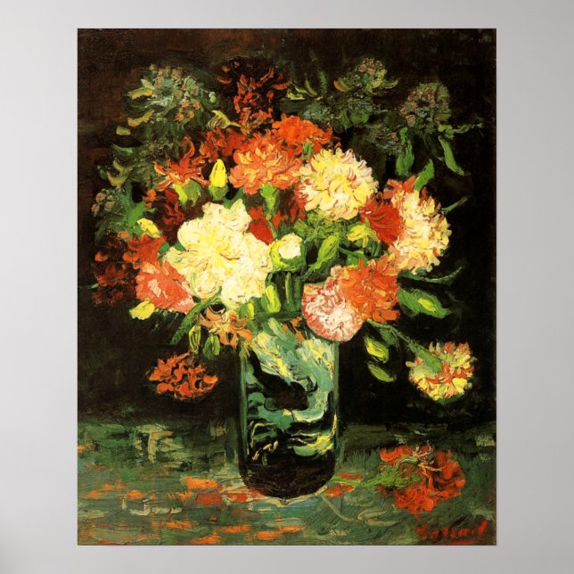 Van Gogh Vase mit Nelken Poster (Vorne)