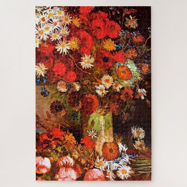 Van Gogh - Vase mit Pflücken, Kornblumen, Peonies (Vertikal)