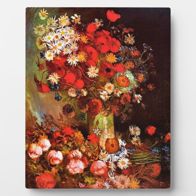 Van Gogh - Vase mit Pflücken, Kornblumen, Peonies Fotoplatte (Vorderseite)