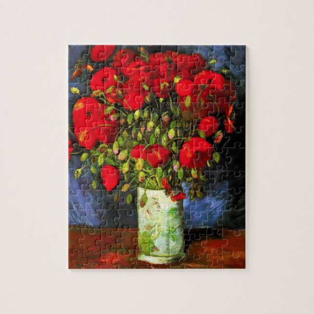 Van Gogh Vase mit Puzzle aus roten Pfoten (Vertikal)